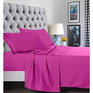 Super Soft 1500 Series Deep Pocket 4 Piece Bed Sheet Set, Microfiber - California King Hot Pink