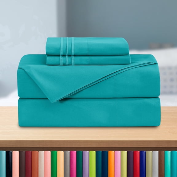 Elegant Comfort Deep Pocket 4-Piece Bed Sheet Set, Ultra-Soft Microfiber, Luxury Bedding Gift, California King, Turquoise