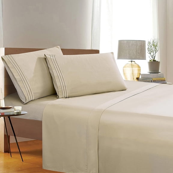 Super Soft 1500 Series Sheet Set - Deep Pocket, Wrinkle & Fade Resistant, Queen, Cream