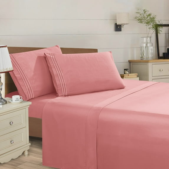 Super Soft 1500 Series Sheet Set - Deep Pocket, Wrinkle & Fade Resistant, Queen, Dusty Rose