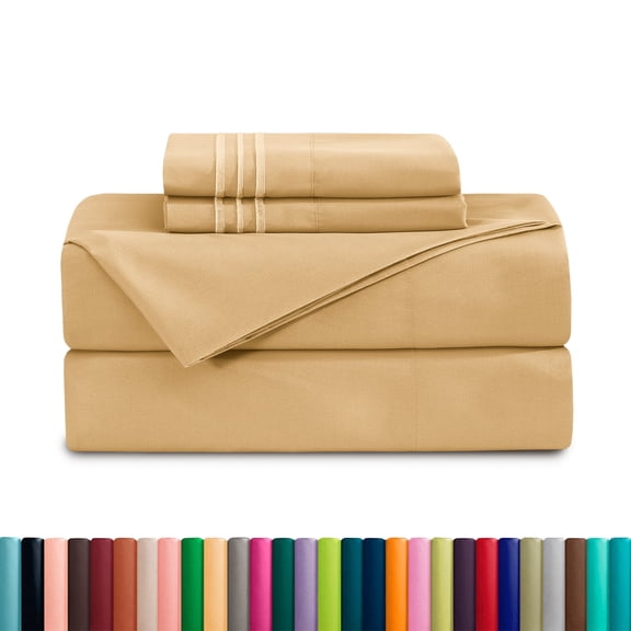 Deep Pocket California King Sheet Sets – 1500 Series Soft Cooling Microfiber Bed Sheets, Hotel Luxury Cal King Sheets Set, Gold