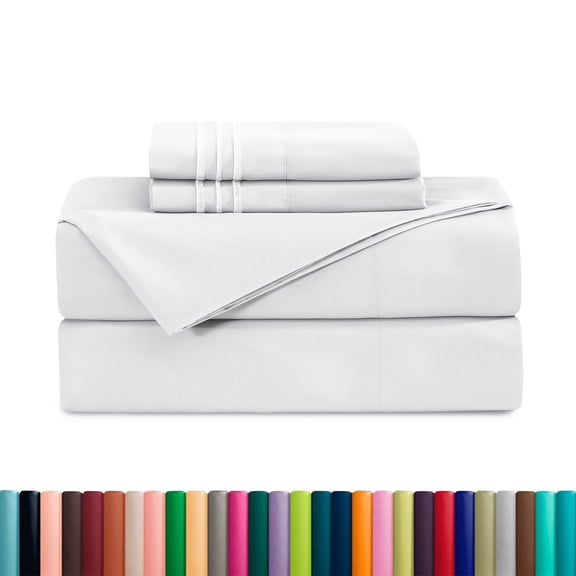 1500 Series Microfiber Bed Sheets 4-Piece Set, Deep Pocket, Full White