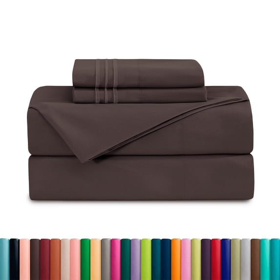 1500 Series Microfiber Bed Sheets 4-Piece Set, Deep Pocket, King Chocolate Brown