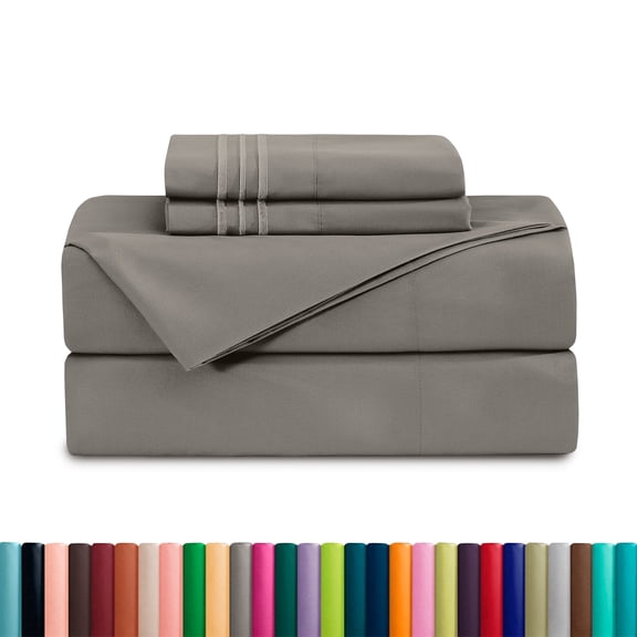 Elegant Comfort 1500 Series 4-Piece King Sheet Set, 16" Deep Pocket Cooling Microfiber Bed Sheets, Gray