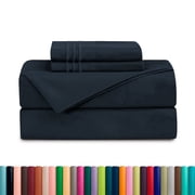 Deep Pocket Queen Bed Sheets Set – 1500 Series Soft Cooling Microfiber , Hotel Luxury Flat Fitted 2 Pillowcases , Black