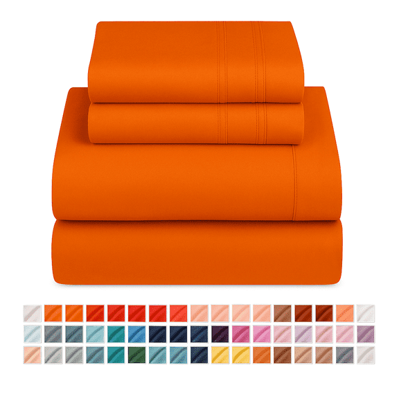 Elegant Comfort 1500 Series Microfiber Sheet Set Deep Pocket, Wrinkle Resistant, Queen, Elite Orange