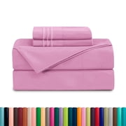 Elegant Comfort 1500 Series 4-Piece Queen Sheet Set, 16" Deep Pocket Cooling Microfiber Bed Sheets, Light Pink