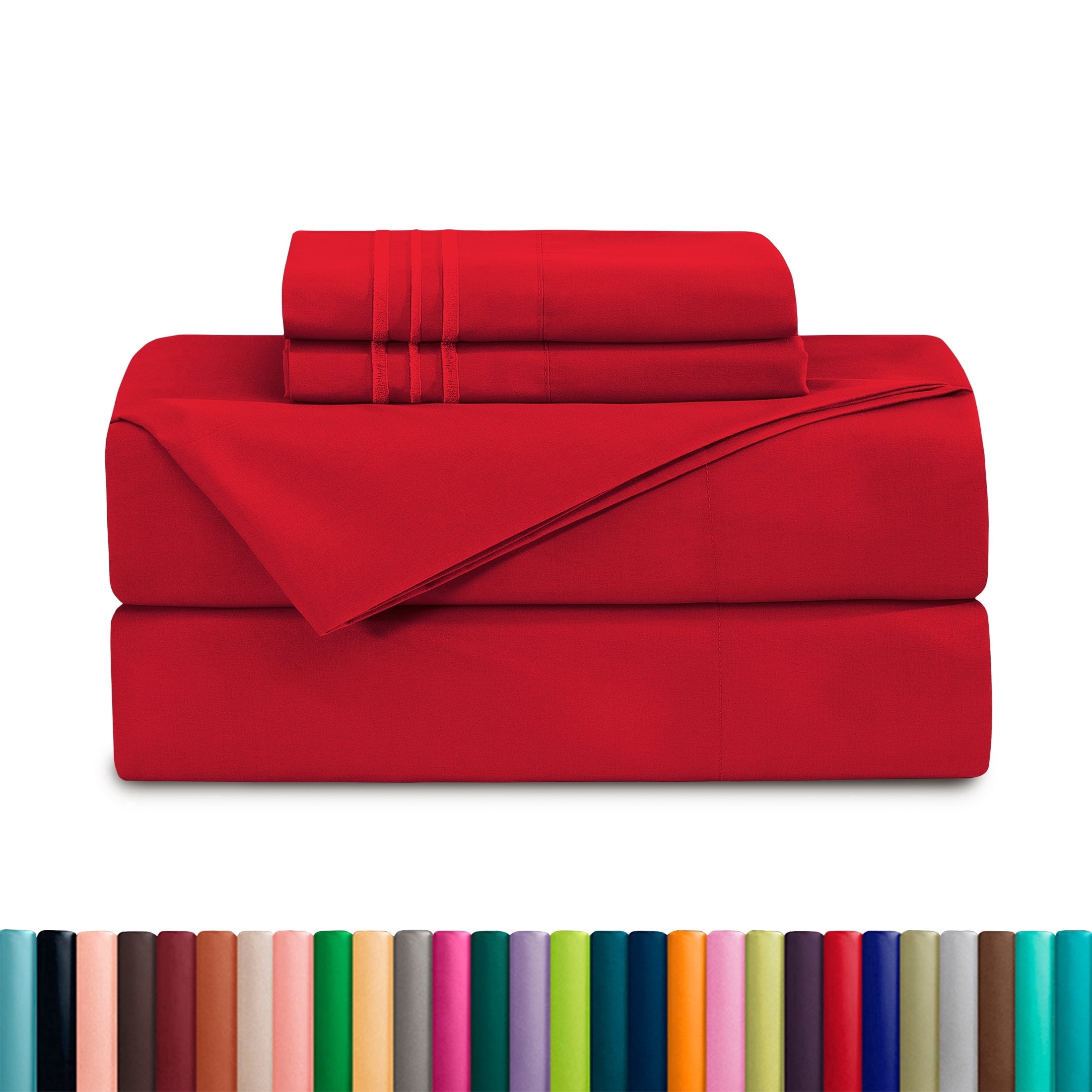 Elegant Comfort Deep Pocket Queen Sheet Set, Extra Deep Pocket Cooling Bed Sheets, Red