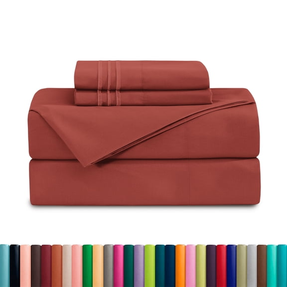 Elegant Comfort Deep Pocket Queen Sheet Set, Extra Deep Pocket Cooling Bed Sheets, Rust