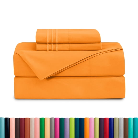 Deep Pocket 1500 Series Sheet Set – Soft, Durable, Hotel-Style Comfort , Queen Vibrant Orange