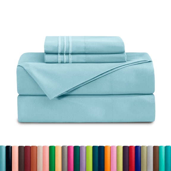 Deep Pocket Split King Sheets Set for Adjustable Bed – 1500 Series Soft Cooling Microfiber Bed Sheets, Hotel Luxury Split King Sheets, Aqua Blue