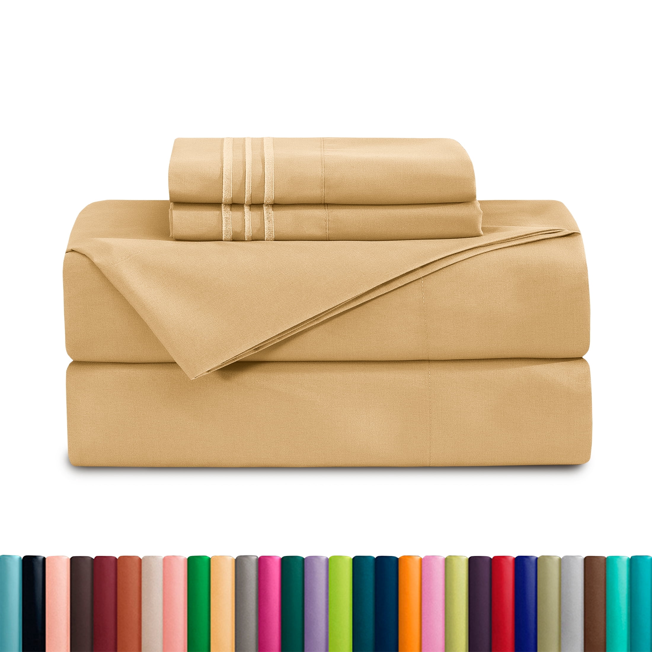 Elegant Comfort Deep Pocket Split King Sheet Set for Adjustable Beds, Deep Pocket Cooling Sheets, Gold
