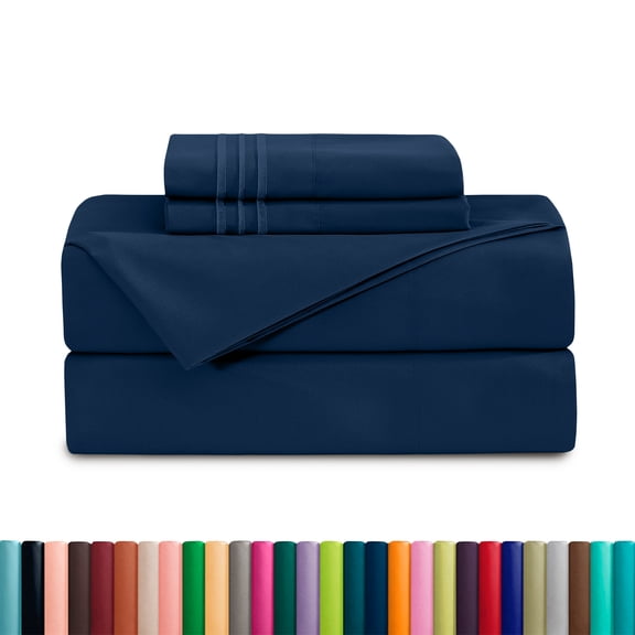 Deep Pocket 1500 Series Sheet Set – Soft, Durable, Hotel-Style Comfort , Split King, Navy Blue