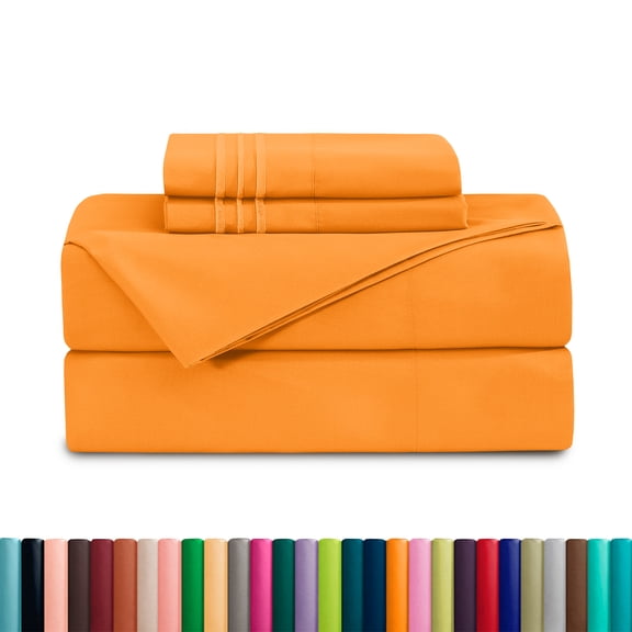 Deep Pocket 1500 Series Sheet Set – Soft, Durable, Hotel-Style Comfort , Split King, Vibrant Orange
