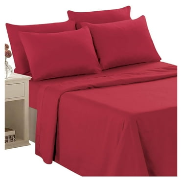 Super-Soft 1600 Series Double-Brushed 6 Pcs Bed Sheets Set (Full, Burgundy)