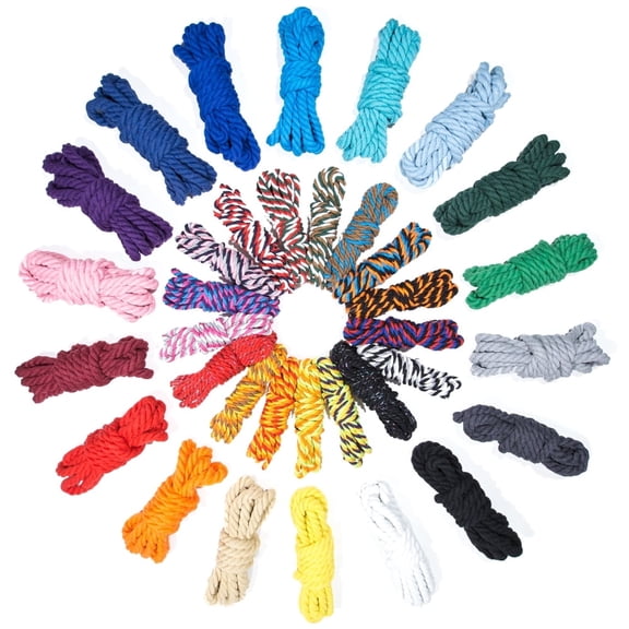 Super Soft 3 Strand Twisted Cotton Rope - Multiple Colors to Choose from in Various Diameters and Lengths