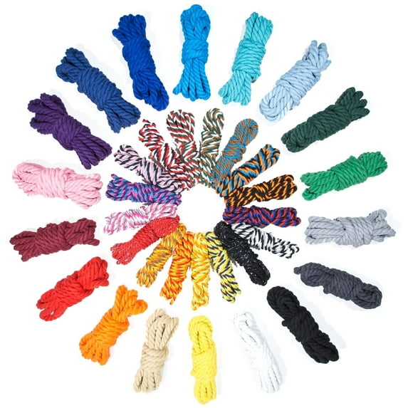 Super Soft 3 Strand Twisted Cotton Rope - Multiple Colors to Choose from in Various Diameters and Lengths