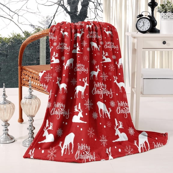 Super Soft 50"x60" Christmas Flannel Plaid Throw - Premium Brushed Fabric for Living Room Couch, Sofa and Bed Decor