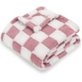 thumbnail image 1 of Super Soft Baby Blanket for Boys Girls Warm Cozy Reversible Checkerboard Toddlers Blanket, Fluffy Fuzzy Plush Lightweight Bed Blanket with Chessboard Grid Design 380GSM Plaid Red 30 x 40 Inch, 1 of 5