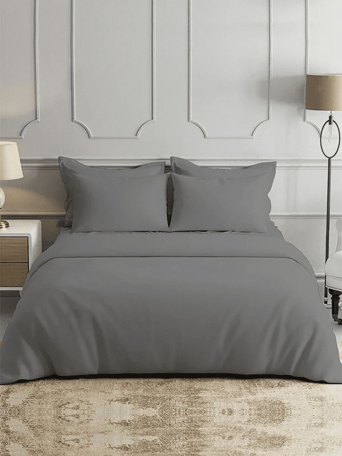 Super Soft Bamboo Bed Sheet Sets, 1800 Thread Count, Hypoallergenic and Machine-Washable, Gray 4 Piece Set