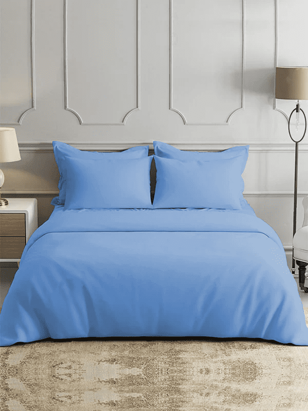 Super Soft Bamboo Bed Sheet Sets, 1800 Thread Count, Hypoallergenic and Machine-Washable, Light Blue 4 Piece Set