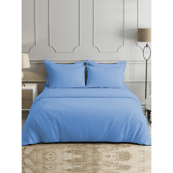 Super Soft Bamboo Bed Sheet Sets, 1800 Thread Count, Hypoallergenic and Machine-Washable, Light Blue 4 Piece Set