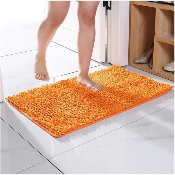 Super Soft Bathroom Rugs Chenille Bath Mats, Bath Rug Carpet for Floor Bathtub Non Slip Shaggy Sink Matts Machine Washable & High Water Absorbent Door Mat for Bedroom, 24 x 16In