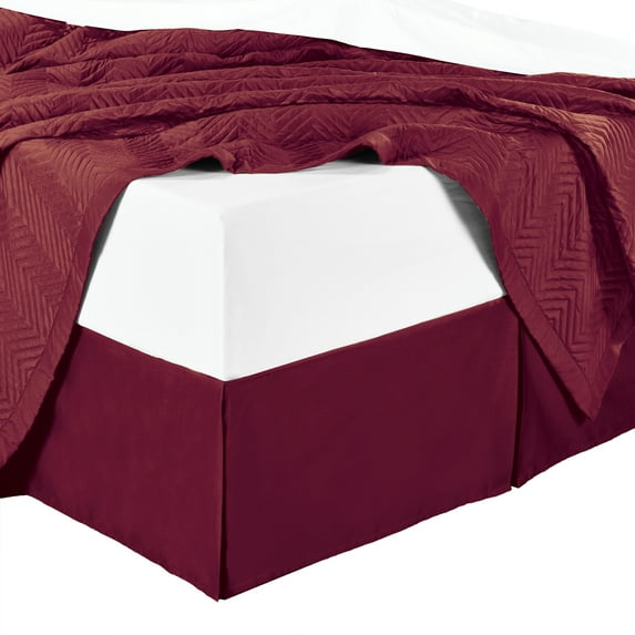 Super Soft Bed Skirt Brushed Microfiber, 14-Inch Tailored Drop Pleated Dust Ruffle, Shrink and Fade Resistant - King - Burgundy
