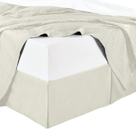 Super Soft Bed Skirt Brushed Microfiber, 14-Inch Tailored Drop Pleated Dust Ruffle, Shrink and Fade Resistant - Queen - Ivory