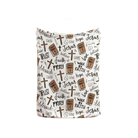 Super Soft Bible Jesus Throw Blanket - Cozy Religious Themed Blanket for Home Living Room/Bedroom/Prayer Room, Warm Flannel Blanket with Inspirational, Perfect Gift for Valentine's Day, 39*28in, B