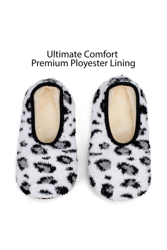 Super Soft Black and White Cheetah Medium (7.5-9) Slip Resistant Women's Slippers