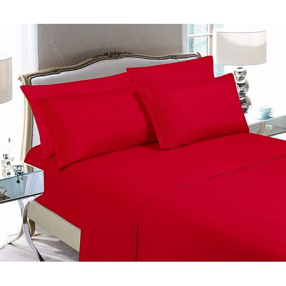 King Sheet Set - Breathable, Wrinkle-Free, Fade-Resistant Microfiber Bedding - Deep Pocket, Easy Care, 4-Piece Set - King, Red