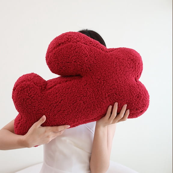 Super Soft Bunny Stuffed Animal Pillow, Plush Rabbit Cuddle Cushion for Bedroom Living Room Sofa Decor, Adorable Animal Shaped Throw Pillow(Red)