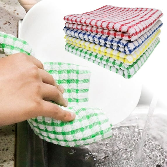 Super Soft Cotton Terry Dish Cloths 6x6 Inch 1 Pack Absorbent Quick Drying Kitchen Rags Reusable Cleaning Towels for Dishes Countertops Multicolor Household Essentials