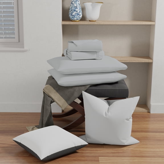 Color Sense Cotton Rich Jersey Bedsheet Set, Super-Soft & Cozy Knitted, 4-Piece Queen Light Gray