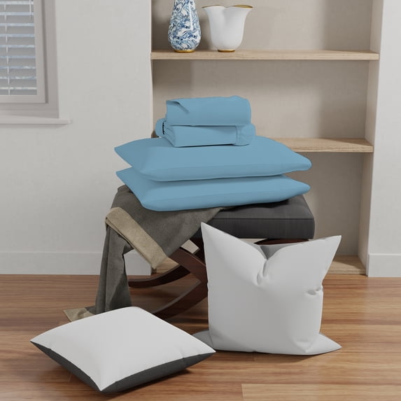 Color Sense Cotton Rich Jersey Bedsheet Set, Super-Soft & Cozy Knitted, 3-Piece Twin Sky Blue