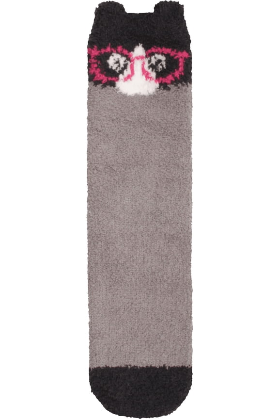 Super Soft Cozy Warm Cute Animal Non-Slip Fuzzy Crew Winter Socks, 1 Pair Grey Cat