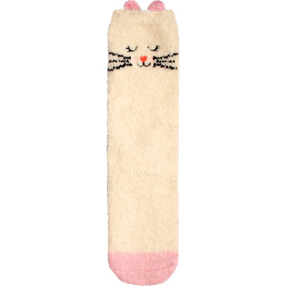 Super Soft Cozy Warm Cute Animal Non-Slip Fuzzy Crew Winter Socks, 1 Pair Kitty