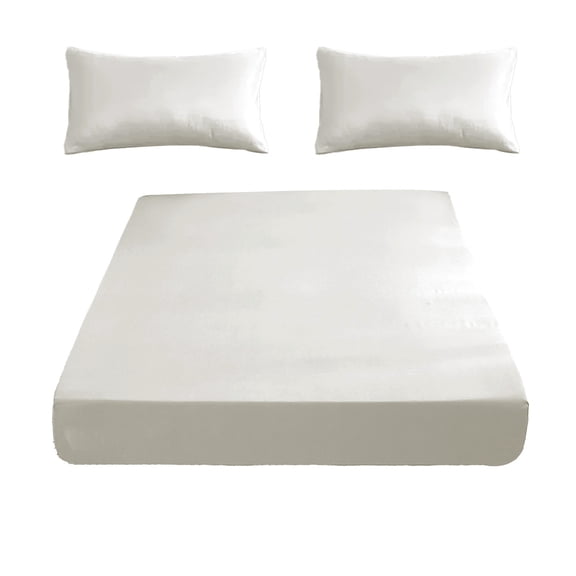 Super Soft Deep Pocket Fitted Sheet, Breathable & Wrinkle-Resistant Solid Color Fitted Sheet, Fully Bound Elastic Band Design, for Single, Double, King & Queen Beds