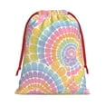 thumbnail image 1 of Super Soft Fabric Gift Bag Contraction Free Bag Mouth Pull Rope Design Red Ribbon Mouth For The Festival Gray Tie-Dye Background Rainbow Colors_2 Large, 1 of 8