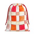 thumbnail image 1 of Super Soft Fabric Gift Bag Contraction Free Bag Mouth Pull Rope Design Red Ribbon Mouth For The Festival Orangered Houndstooth Checkered Hand-Drawn Sketch_4 Large, 1 of 8