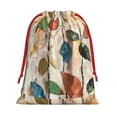thumbnail image 1 of Super Soft Fabric Gift Bag Contraction Free Bag Mouth Pull Rope Design Red Ribbon Mouth For The Festival Abstract Leaves (4) Small, 1 of 8