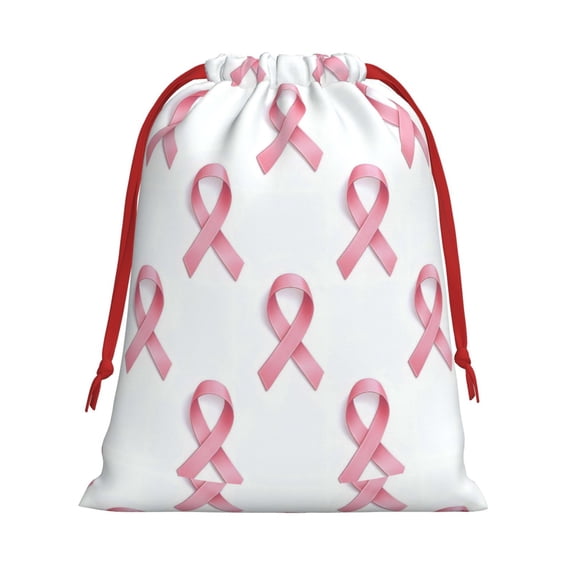 Super Soft Fabric Gift Bag Contraction Free Bag Mouth Pull Rope Design Red Ribbon Mouth For The Festival Classic Pink Ribbon Pattern Large