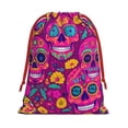 thumbnail image 1 of Super Soft Fabric Gift Bag Contraction Free Bag Mouth Pull Rope Design Red Ribbon Mouth For The Festival Festive Sugar Skulls (8) Large, 1 of 8