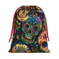 thumbnail image 1 of Super Soft Fabric Gift Bag Contraction Free Bag Mouth Pull Rope Design Red Ribbon Mouth For The Festival Festive Sugar Skulls (9) Medium, 1 of 8