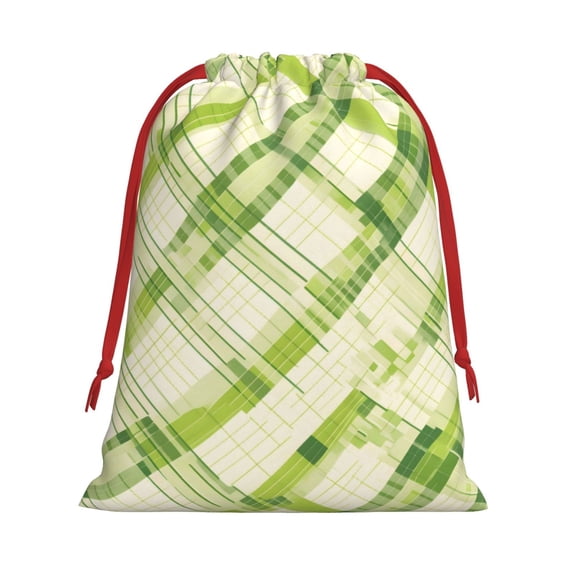 Super Soft Fabric Gift Bag Contraction Free Bag Mouth Pull Rope Design Red Ribbon Mouth For The Festival Lime Houndstooth Hand-Drawn Sketch_4 Medium