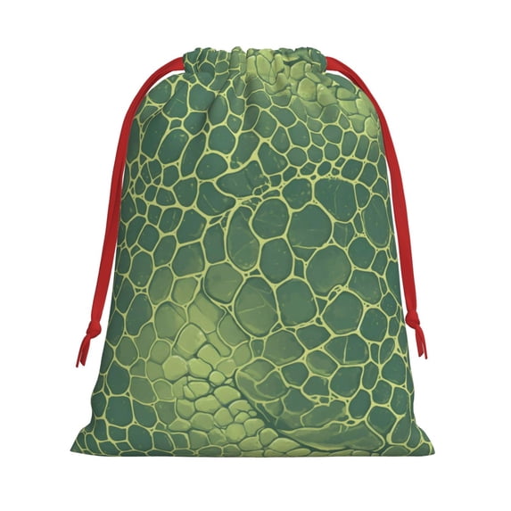 Super Soft Fabric Gift Bag Contraction Free Bag Mouth Pull Rope Design Red Ribbon Mouth For The Festival Snake Skin Print Style Lightgreen_4 Small