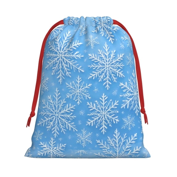 Super Soft Fabric Gift Bag Contraction Free Bag Mouth Pull Rope Design Red Ribbon Mouth For The Festival Winter Snowflake Pattern Medium