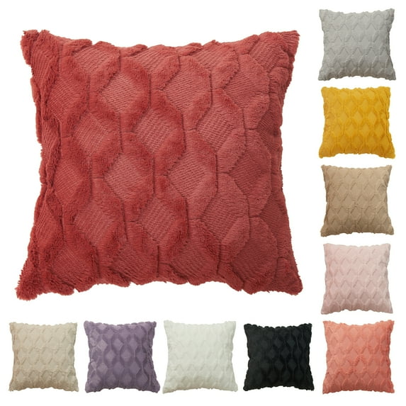 Super Soft Farmhouse Decorative Plush Throw Pillow Covers 18 x 18 in, Geometric Pattern Tufted Modern Accent Boho Square Cushion Cover Pillow Case for Couch Sofa