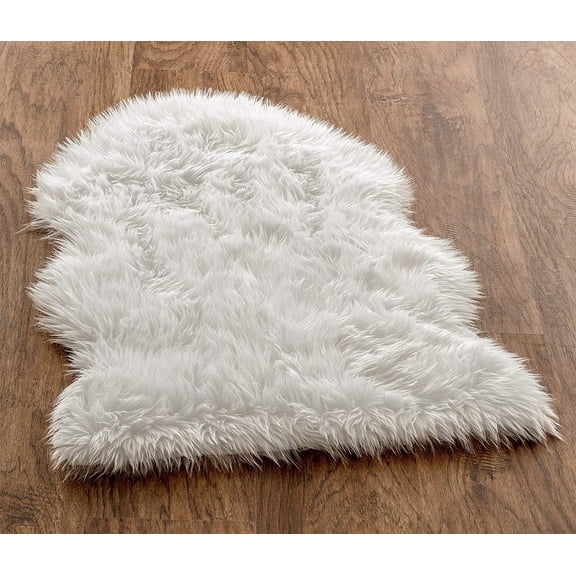 Super Soft Faux Fur Fake Sheepskin White Sofa Couch Stool Casper Vanity Chair Cover Rug/Solid Shaggy Area Rugs for Living Bedroom Floor - Off White 2ftx3ft